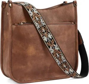 Telena Crossbody Purses for Women Trendy Vegan Leather Purses Bucket Hobo Bags Handbags with Adjustable Guitar Strap