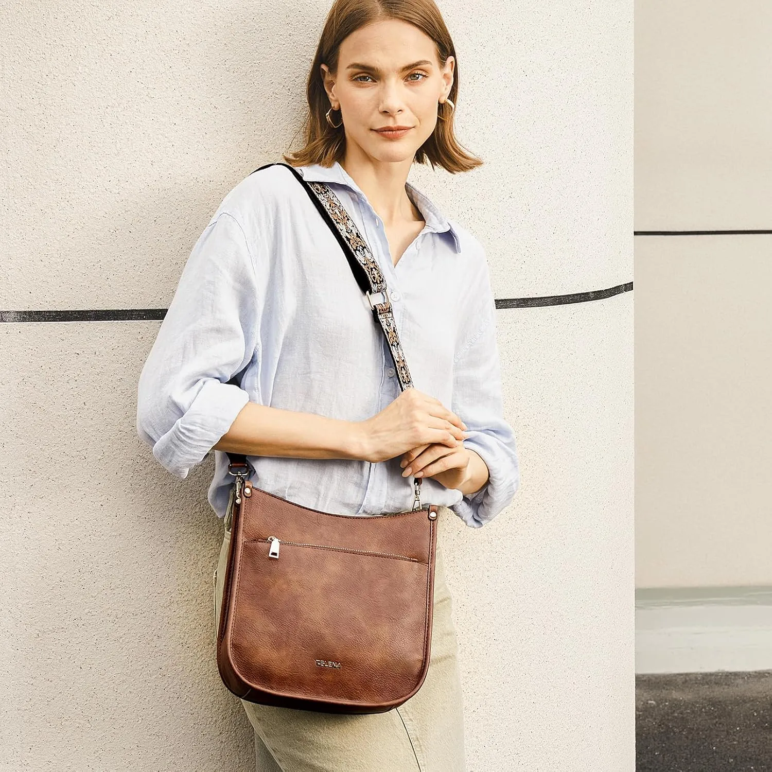 Telena Crossbody Purses for Women Trendy Vegan Leather Purses Bucket Hobo Bags Handbags with Adjustable Guitar Strap