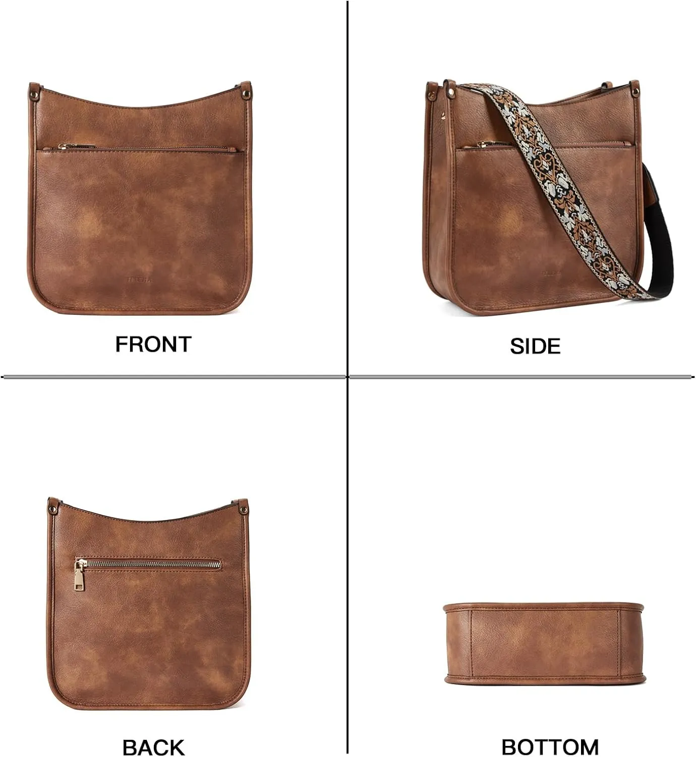 Telena Crossbody Purses for Women Trendy Vegan Leather Purses Bucket Hobo Bags Handbags with Adjustable Guitar Strap