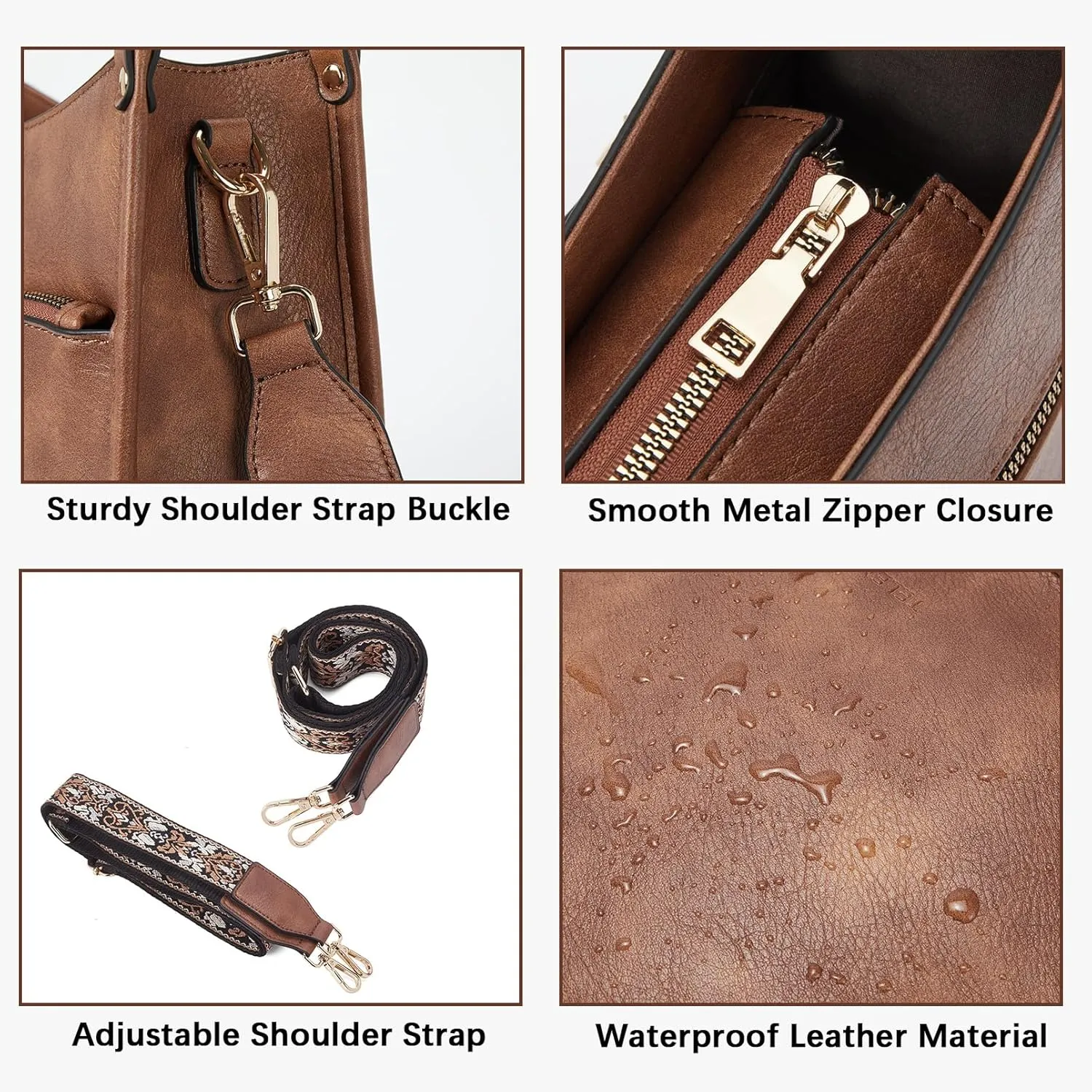 Telena Crossbody Purses for Women Trendy Vegan Leather Purses Bucket Hobo Bags Handbags with Adjustable Guitar Strap