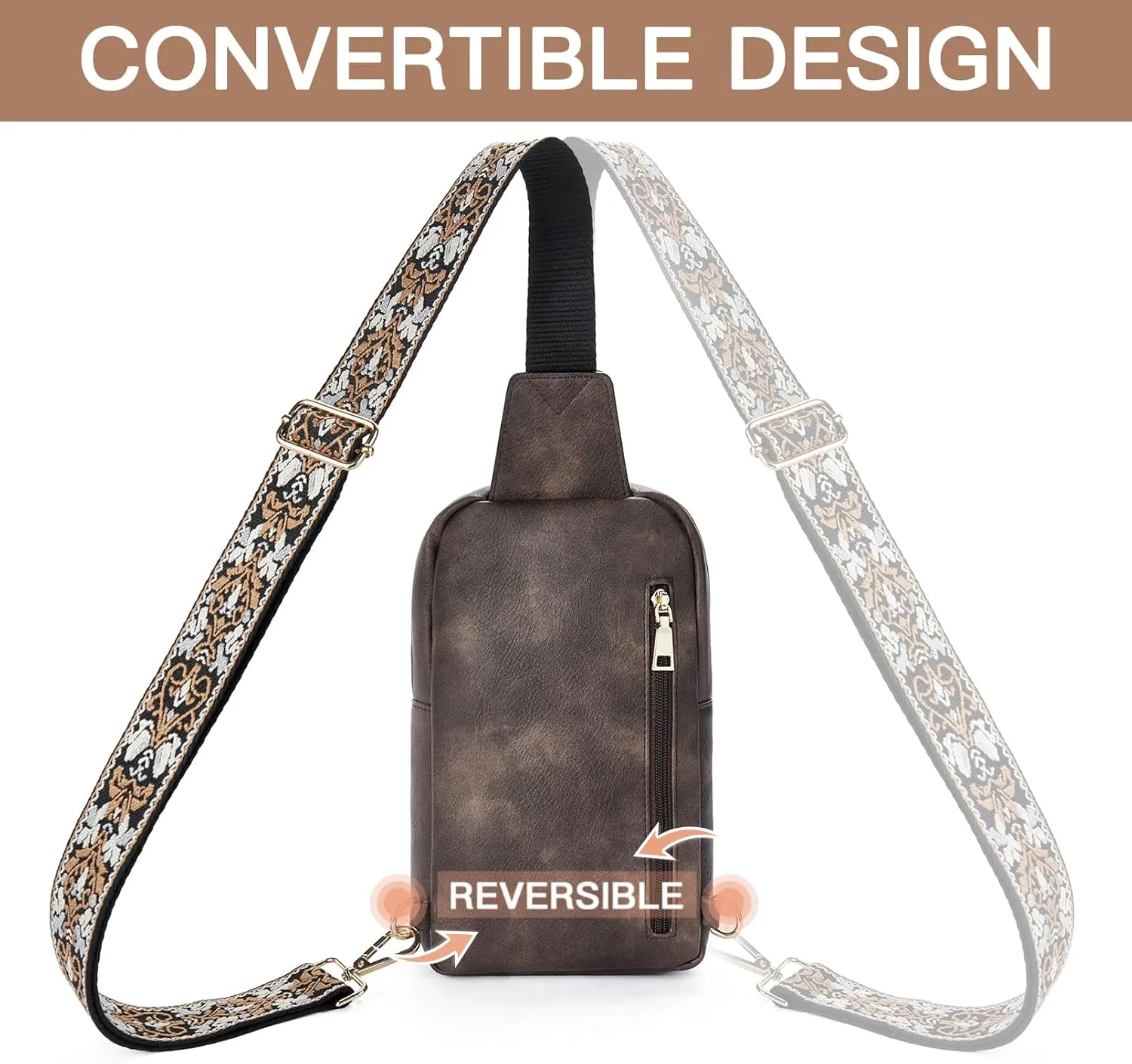 Telena Large Sling Bag Crossbody Bags for Women Fanny Packs Cross Body with Adjustable Strap
