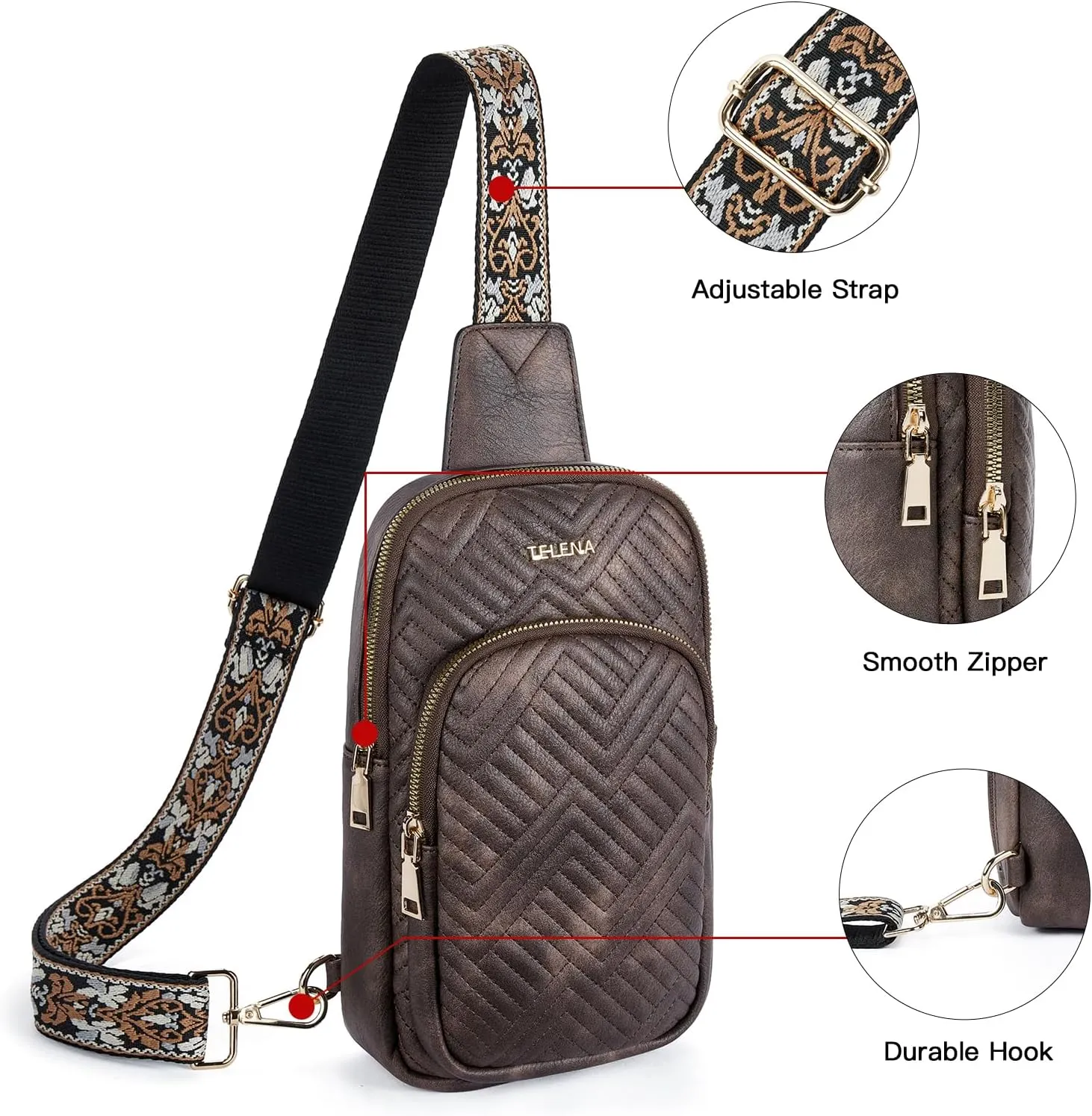 Telena Large Sling Bag Crossbody Bags for Women Fanny Packs Cross Body with Adjustable Strap