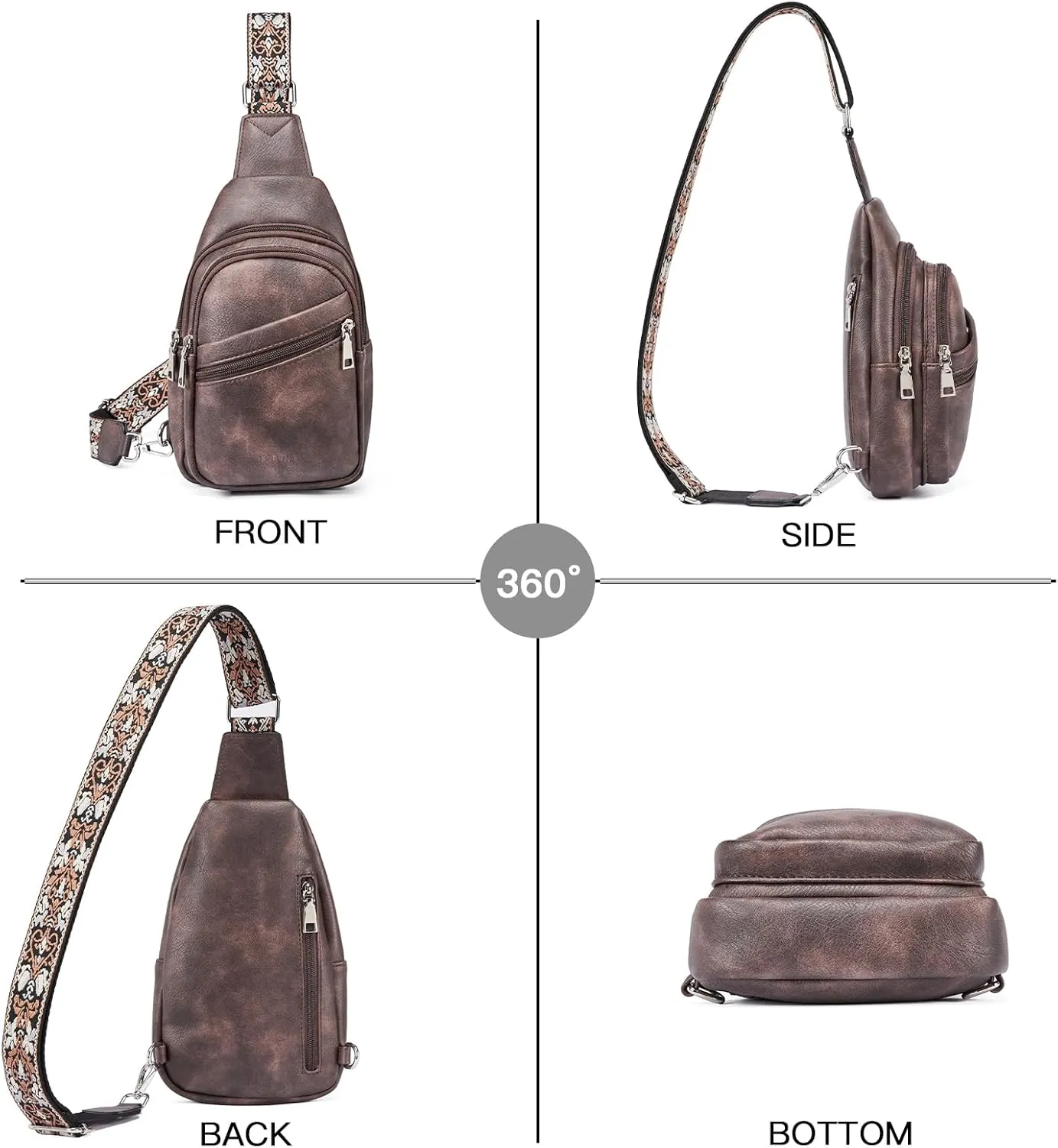 Telena Sling Bag for Women Crossbody Bags Purse for Women Vegan Leather Fanny Pack with Adjustable Strap