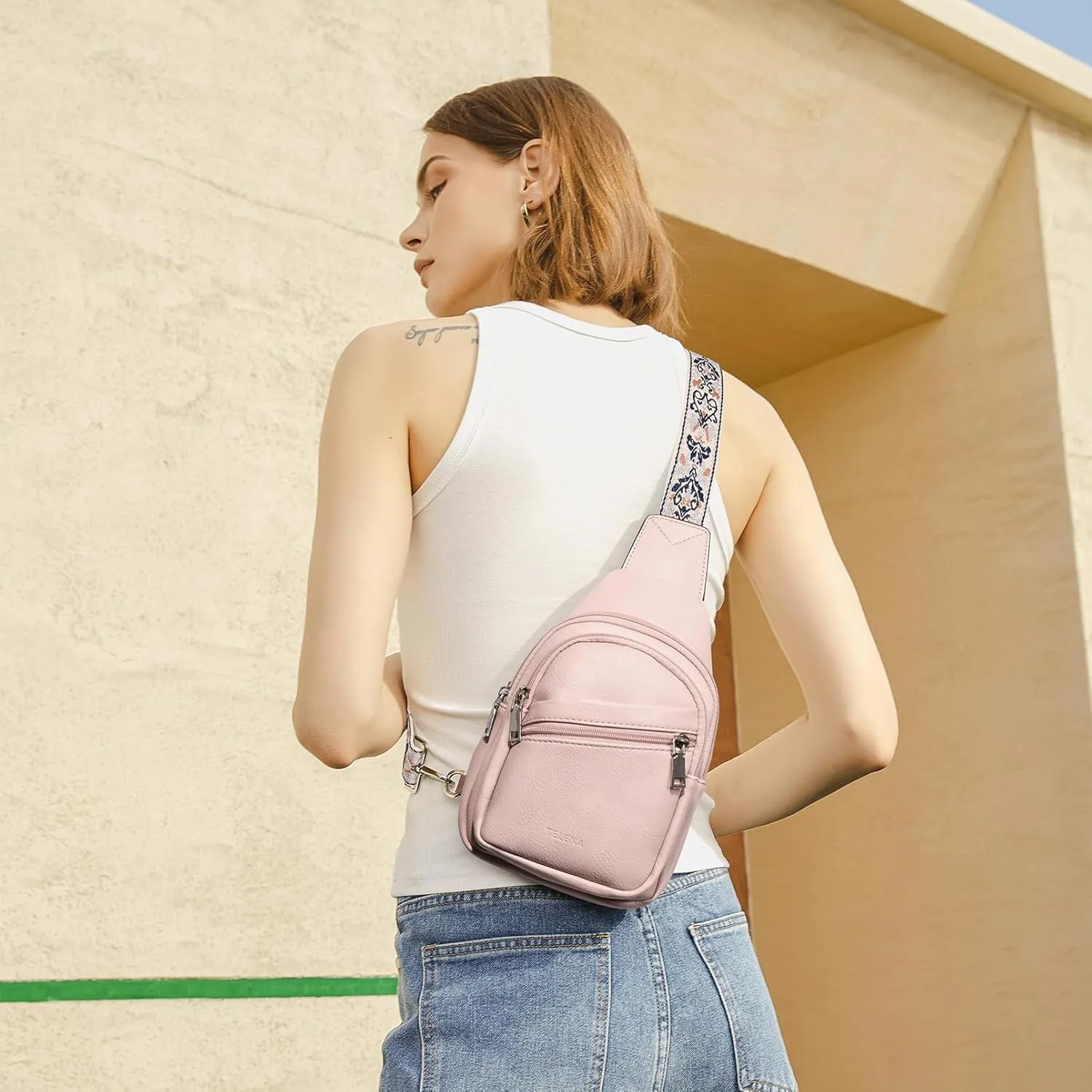 Telena Sling Bag for Women Crossbody Bags Purse for Women Vegan Leather Fanny Pack with Adjustable Strap