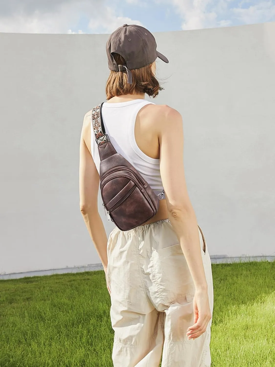 Telena Sling Bag for Women Crossbody Bags Purse for Women Vegan Leather Fanny Pack with Adjustable Strap