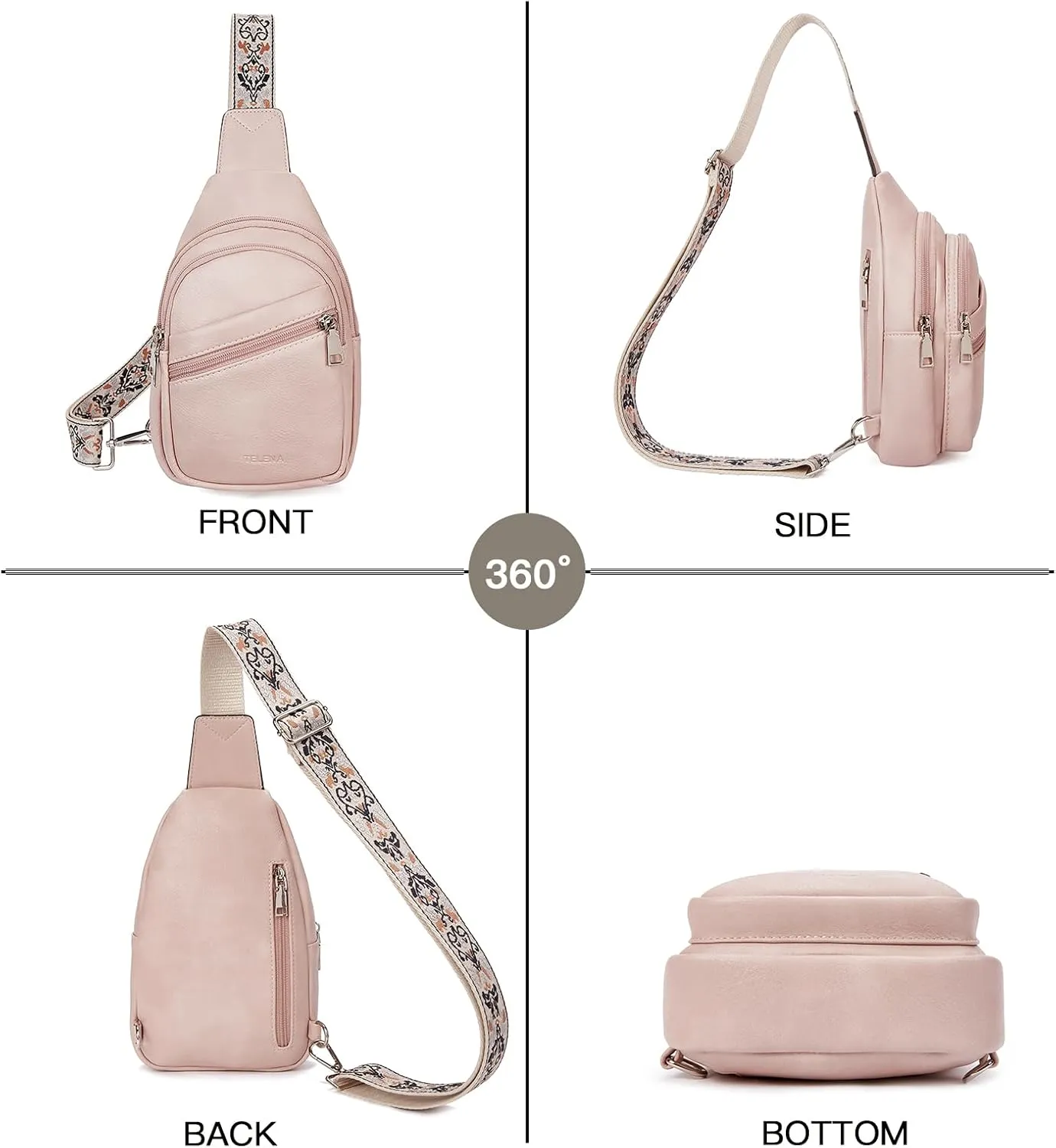 Telena Sling Bag for Women Crossbody Bags Purse for Women Vegan Leather Fanny Pack with Adjustable Strap