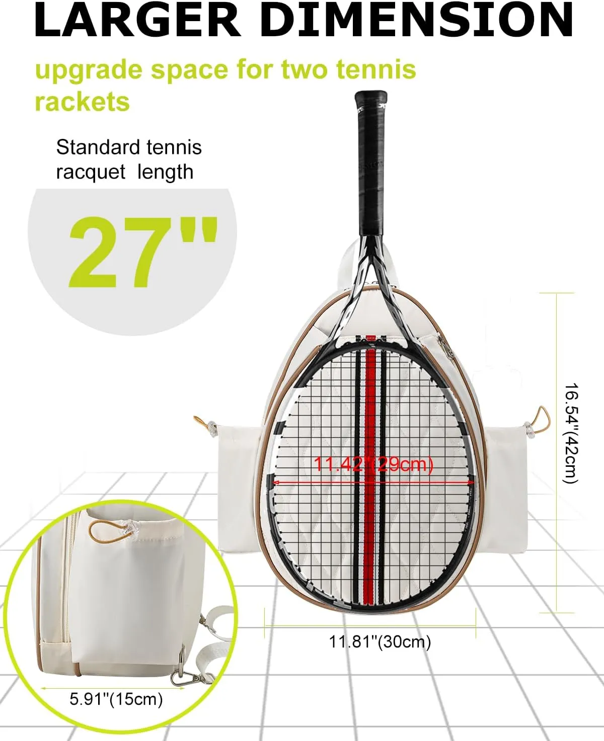 Tennis Bags Holds 2 Rackets for Women & Men, Tennis Backpack Crossbody & Shoulder Racket Bag, Insulated Pocket, Pickleball Bags for Women, Men and Youth