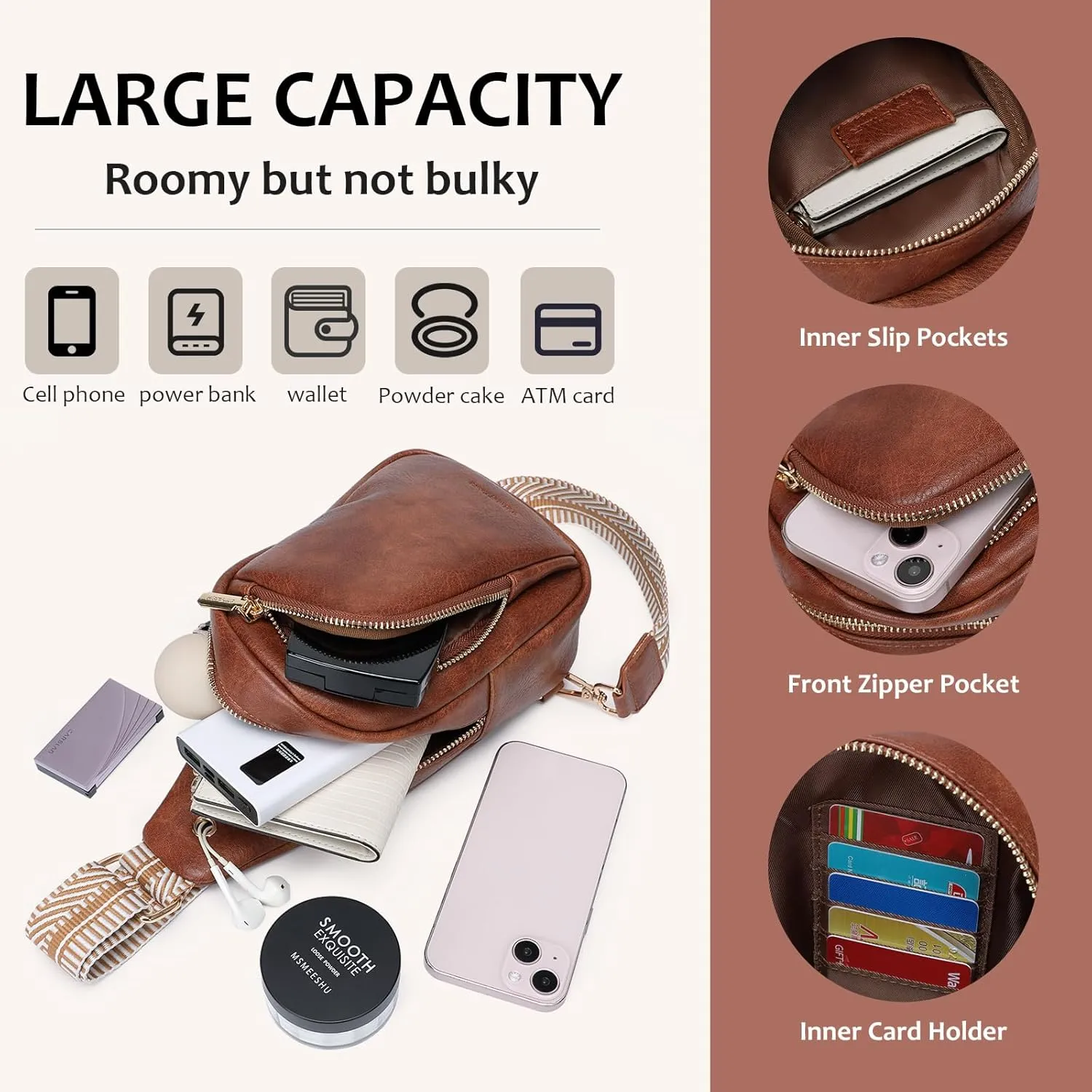 TENSTAR Small Crossbody Bags for Women Trendy Vegan Leather Crossbody Bag Sling Travel Women's Fanny Packs