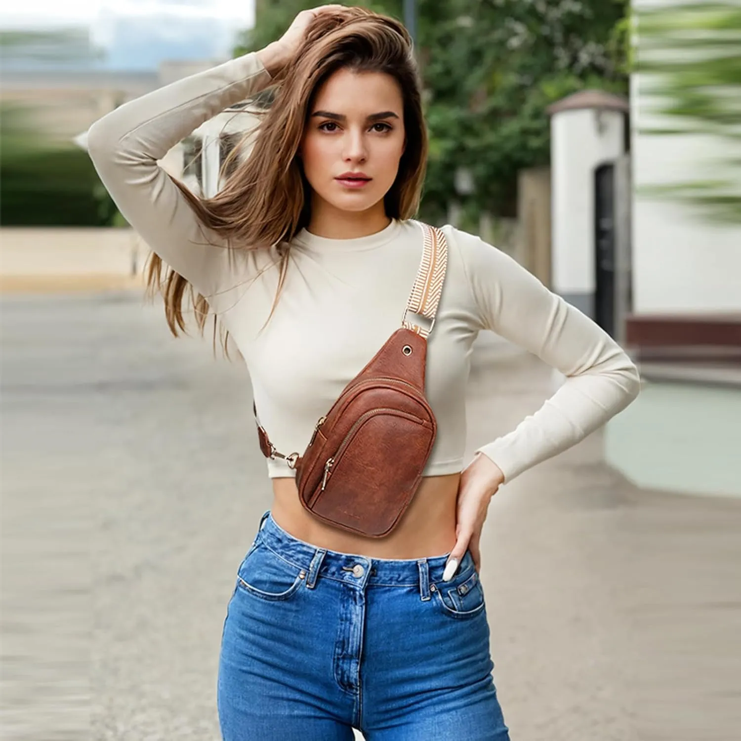 TENSTAR Small Crossbody Bags for Women Trendy Vegan Leather Crossbody Bag Sling Travel Women's Fanny Packs