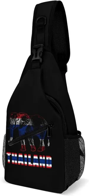Thailand Flag Thai Elephant Casual Sling Bag Backpack Travel Shoulder Chest Crossbody Bags Adjustable Daypack Unisex