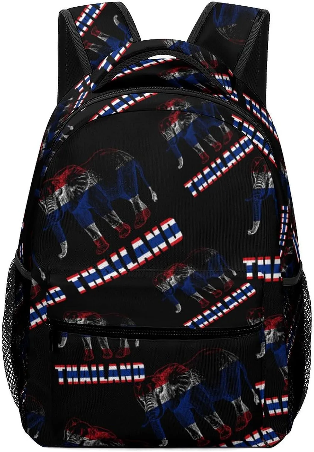 Thailand Flag Thai Elephant Classic Basic Backpack Durable Casual Travel Hiking Laptop Adjustable Bag