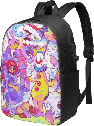 The Amazing Funny Digital Comedy Circus Laptop Backpack Large Travel Bags for Men Women Gym Bags Funny Work Rucksack Casual Daypack for Activities Notebook Bag with Usb Charging Port