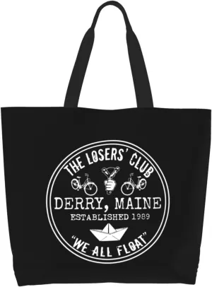 The Losers' Club Emblem Canvas Tote Bags for Women, Ladies Shoulder Handbags Large Purse Lightweight Foldable Reusable Shopping Bag with Pockets for Work, Travel, 15.7x19.7in