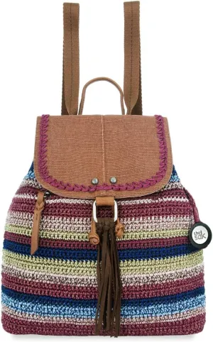 The Sak Avalon Backpack in Crochet, Convertible Straps, Mahogany