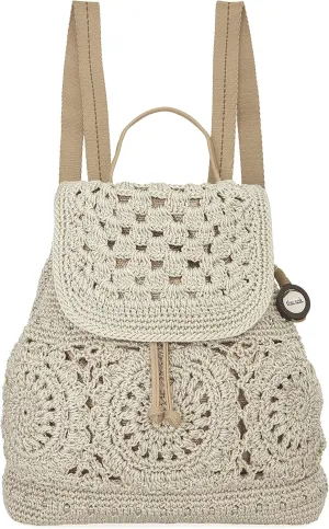 The Sak Sayulita Backpack in Leather, Adjustable, Removable Straps, Natural Medallion