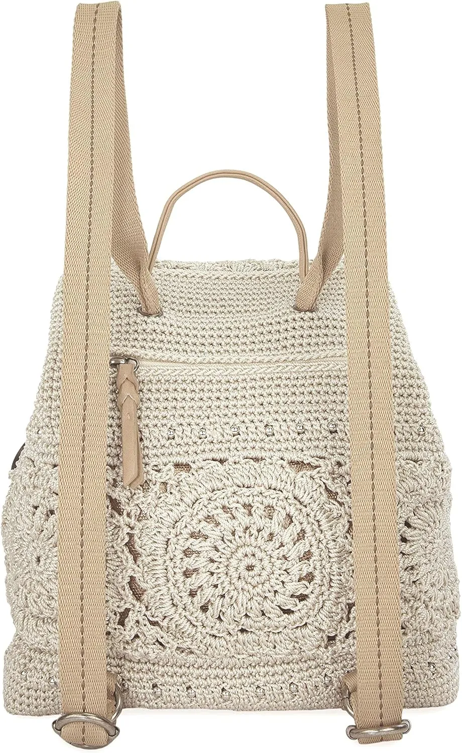 The Sak Sayulita Backpack in Leather, Adjustable, Removable Straps, Natural Medallion
