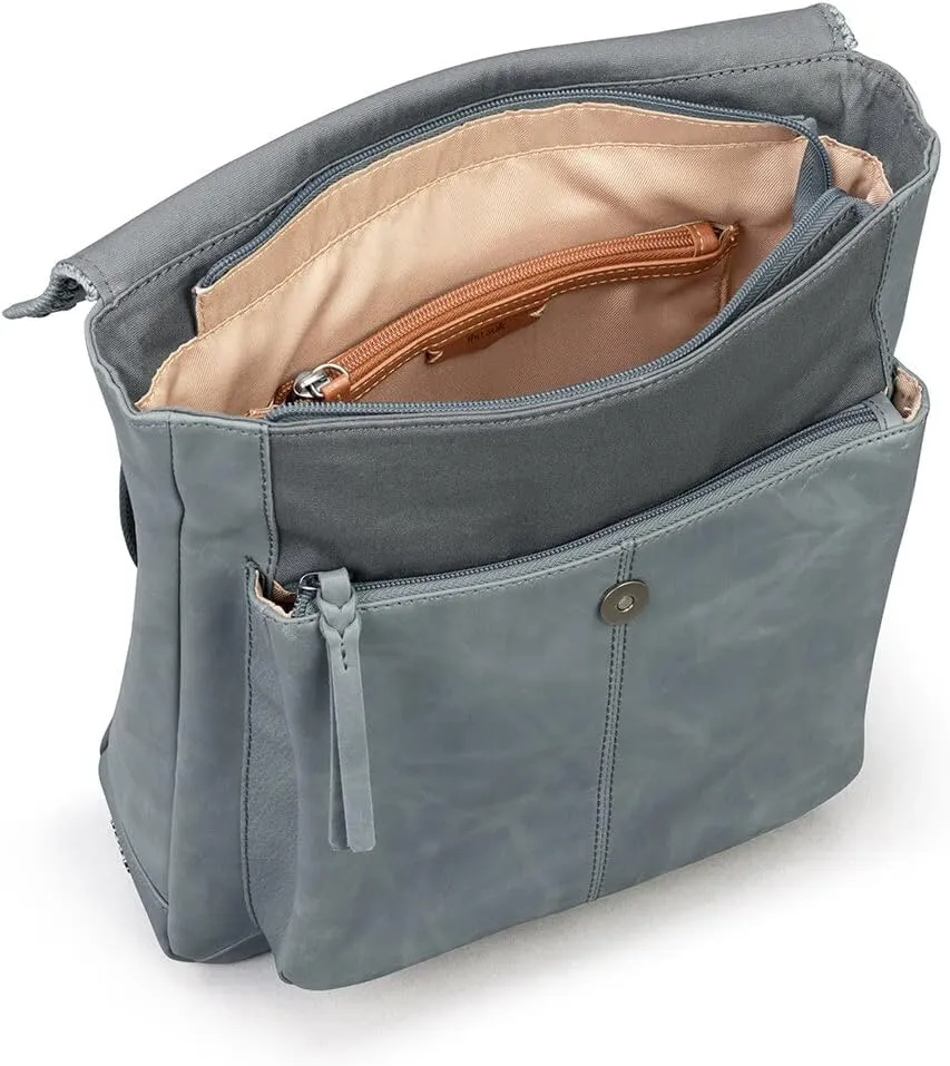 the sak womens Ventura Leather Convertible Backpack, Dusty Blue Crochet, One Size US