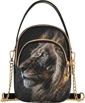 The Serious Lion Print Women‘s Shoulder Handbag Crossbody Purse Stylish Ladies Shoulder Bag Top Handle Satchel