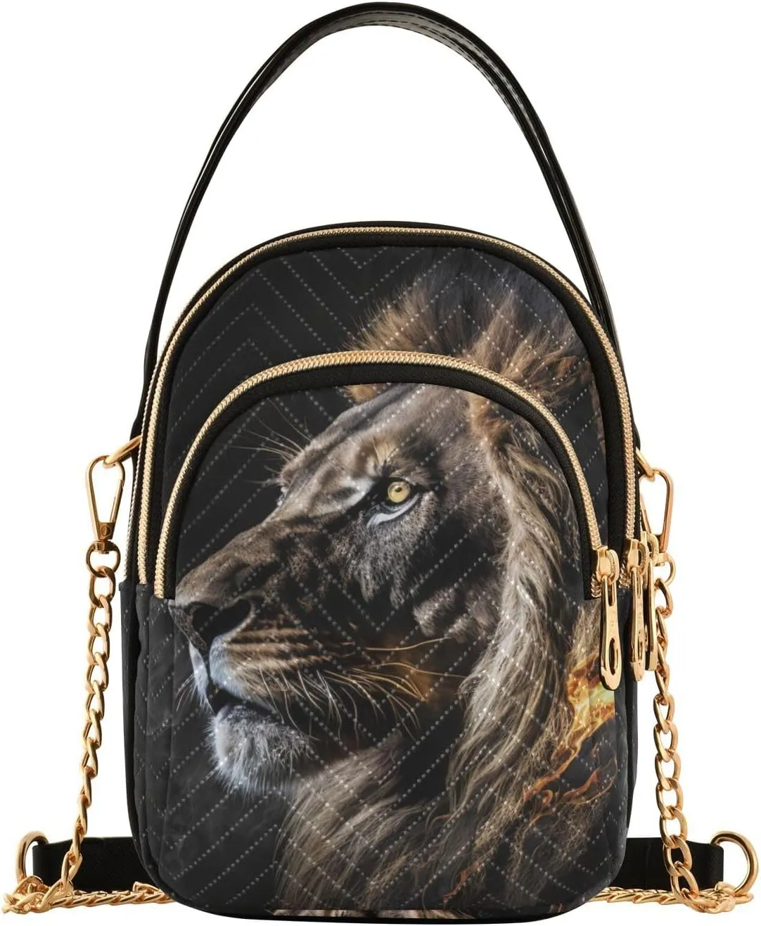 The Serious Lion Print Women‘s Shoulder Handbag Crossbody Purse Stylish Ladies Shoulder Bag Top Handle Satchel