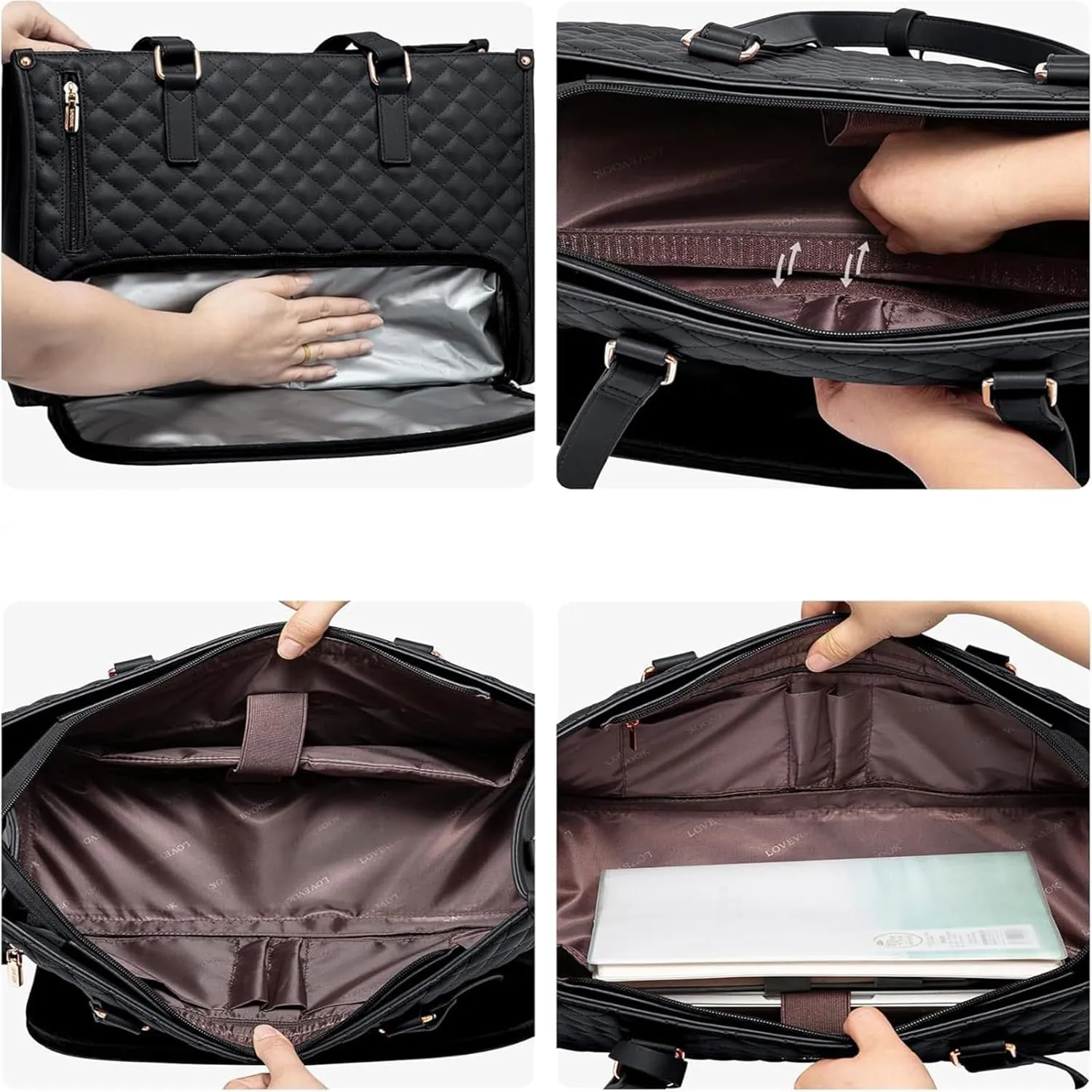 The Ultimate 2-in-1 Tote Bag, Work Tote Purses with Lunch Compartment, Leakproof Cooler Tote Bag with Storage Pocket