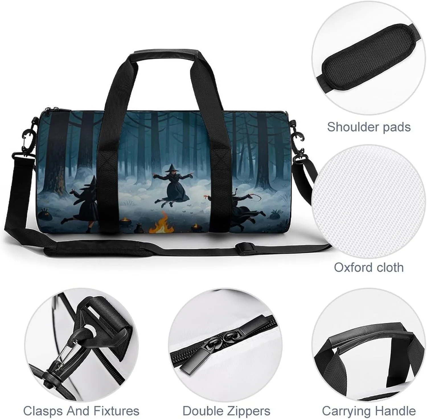 The Witch of The Forest Gym Bag Small Travel Duffle Bag with Compartment Carry On Weekender Bag for Women Men