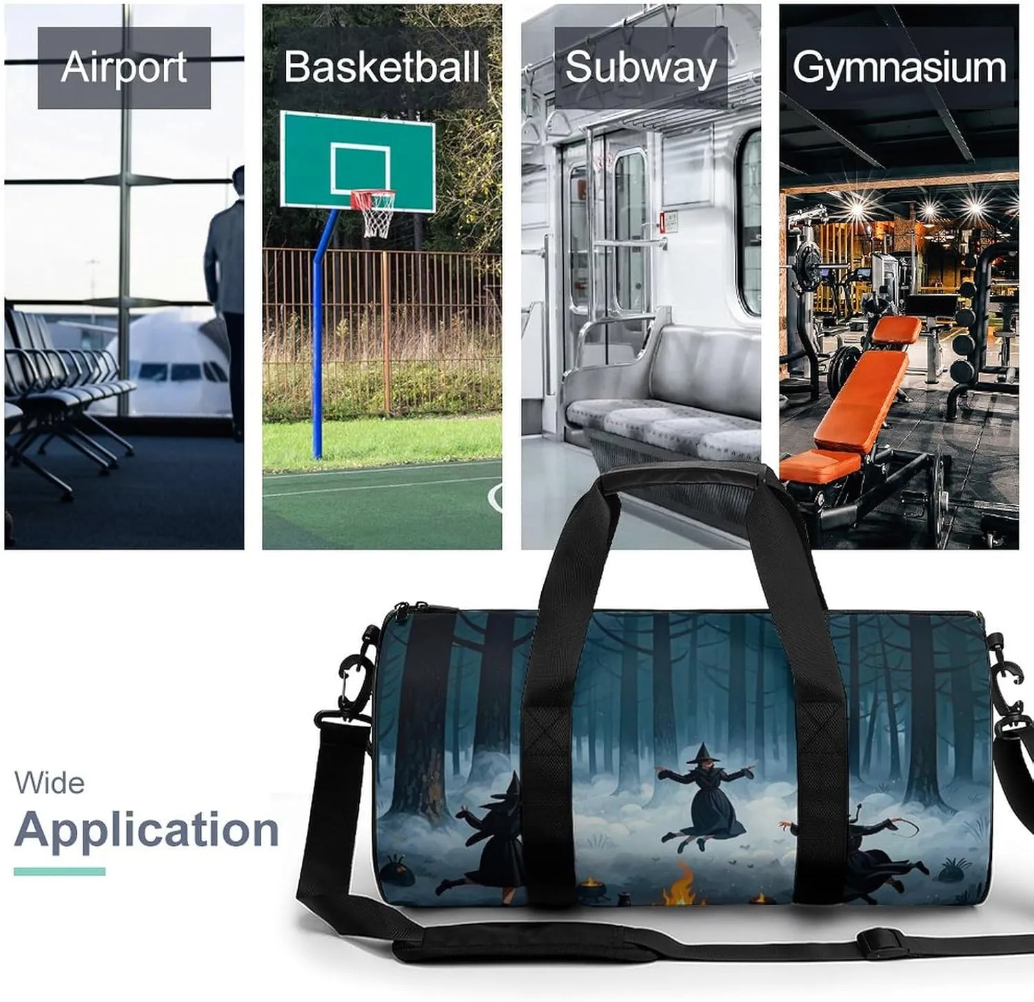 The Witch of The Forest Gym Bag Small Travel Duffle Bag with Compartment Carry On Weekender Bag for Women Men