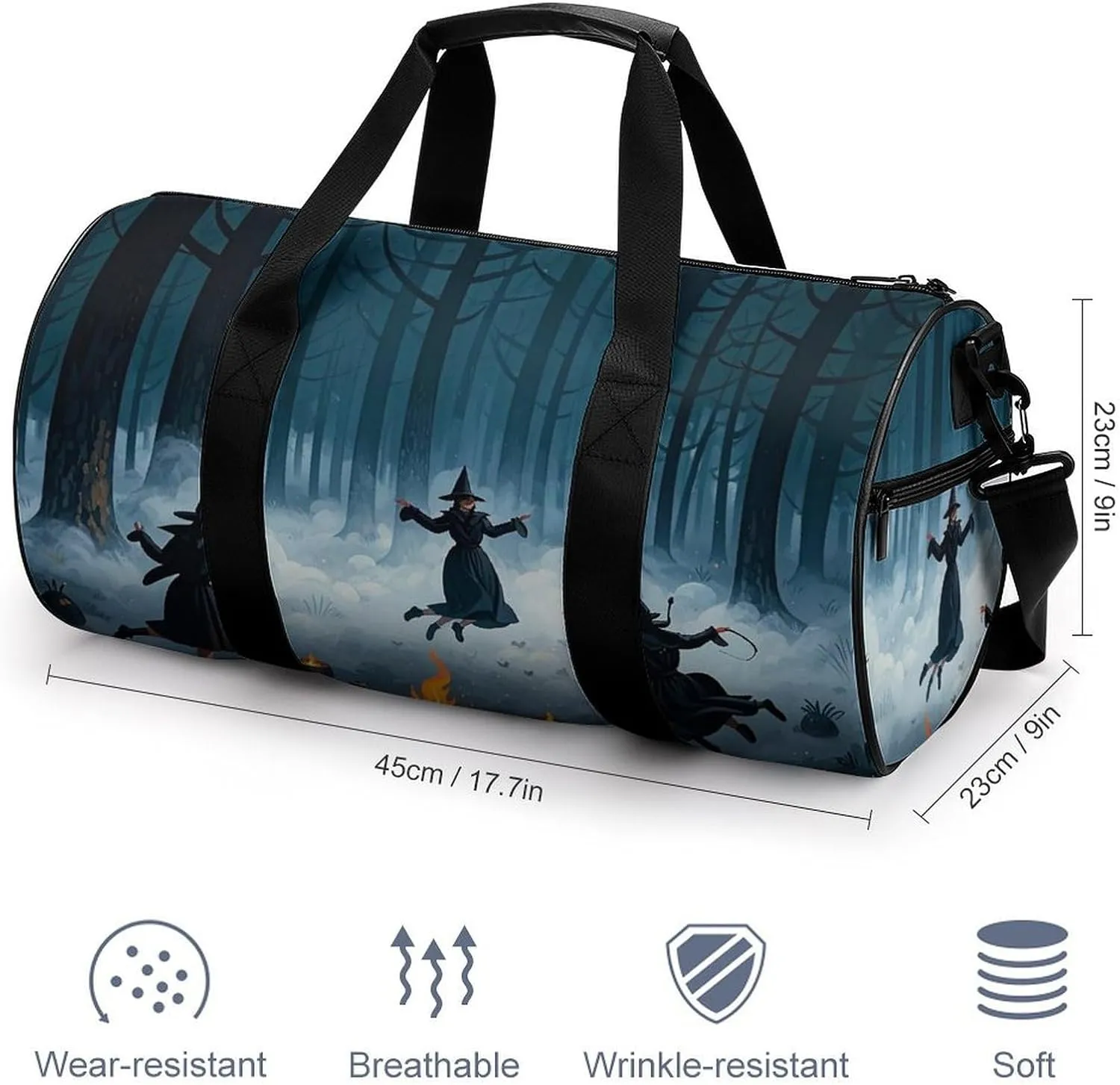 The Witch of The Forest Gym Bag Small Travel Duffle Bag with Compartment Carry On Weekender Bag for Women Men
