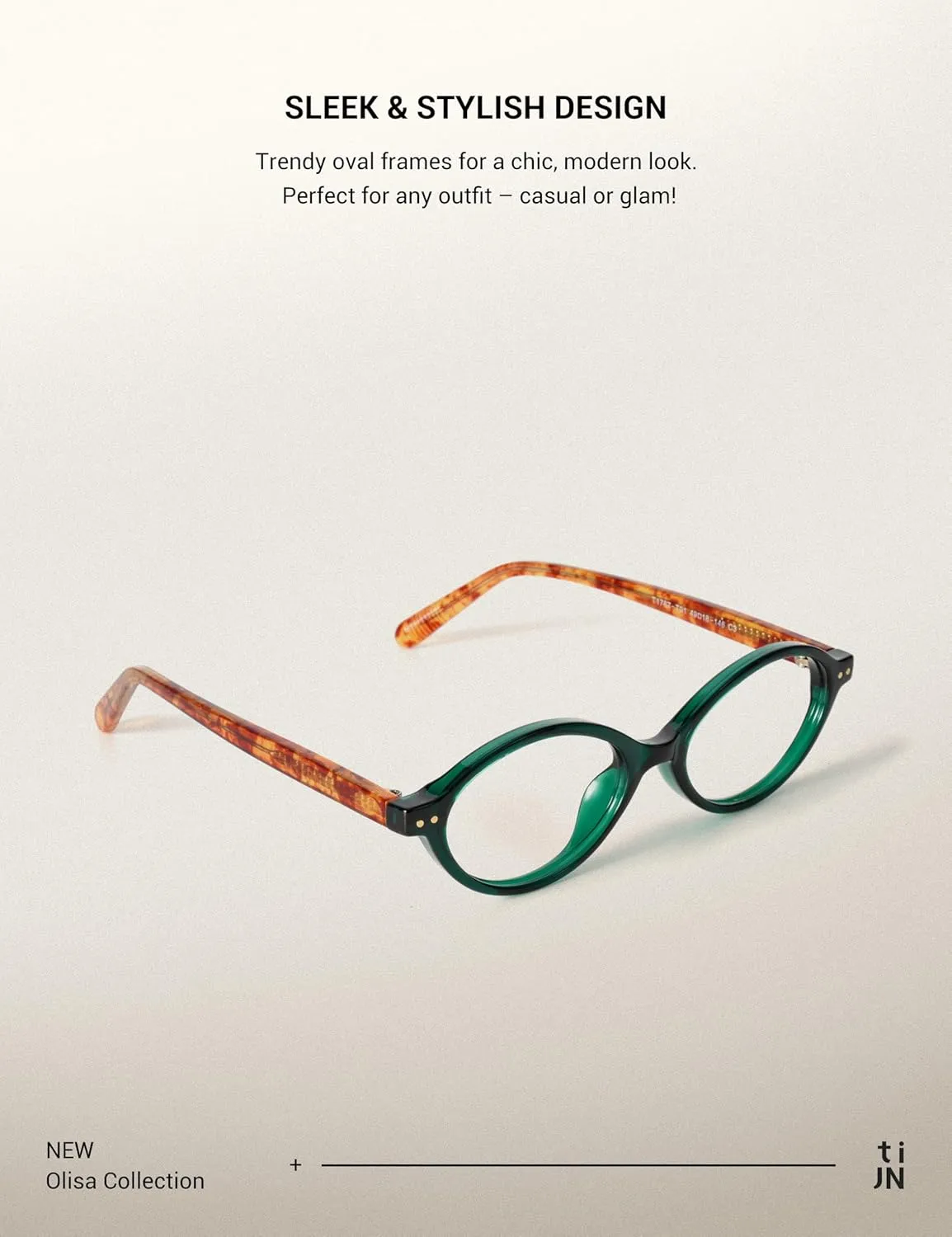 TIJN Olisa Blue Light Blocking Glasses for Women Men,Oval Glasses Frame Bluelight Glasses for Gaming/Computer/Screen
