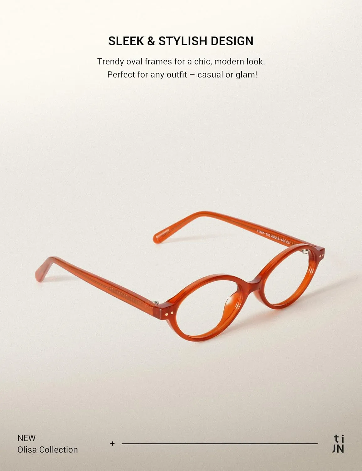 TIJN Olisa Blue Light Blocking Glasses for Women Men,Oval Glasses Frame Bluelight Glasses for Gaming/Computer/Screen