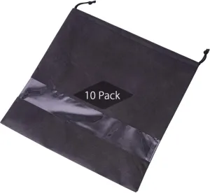 TINTON LIFE® Set of 10 Non-woven 19.7"x19.8" Drawstring Dust Cover Bag with Visual Window for Handbags Purses Shoes(Black)