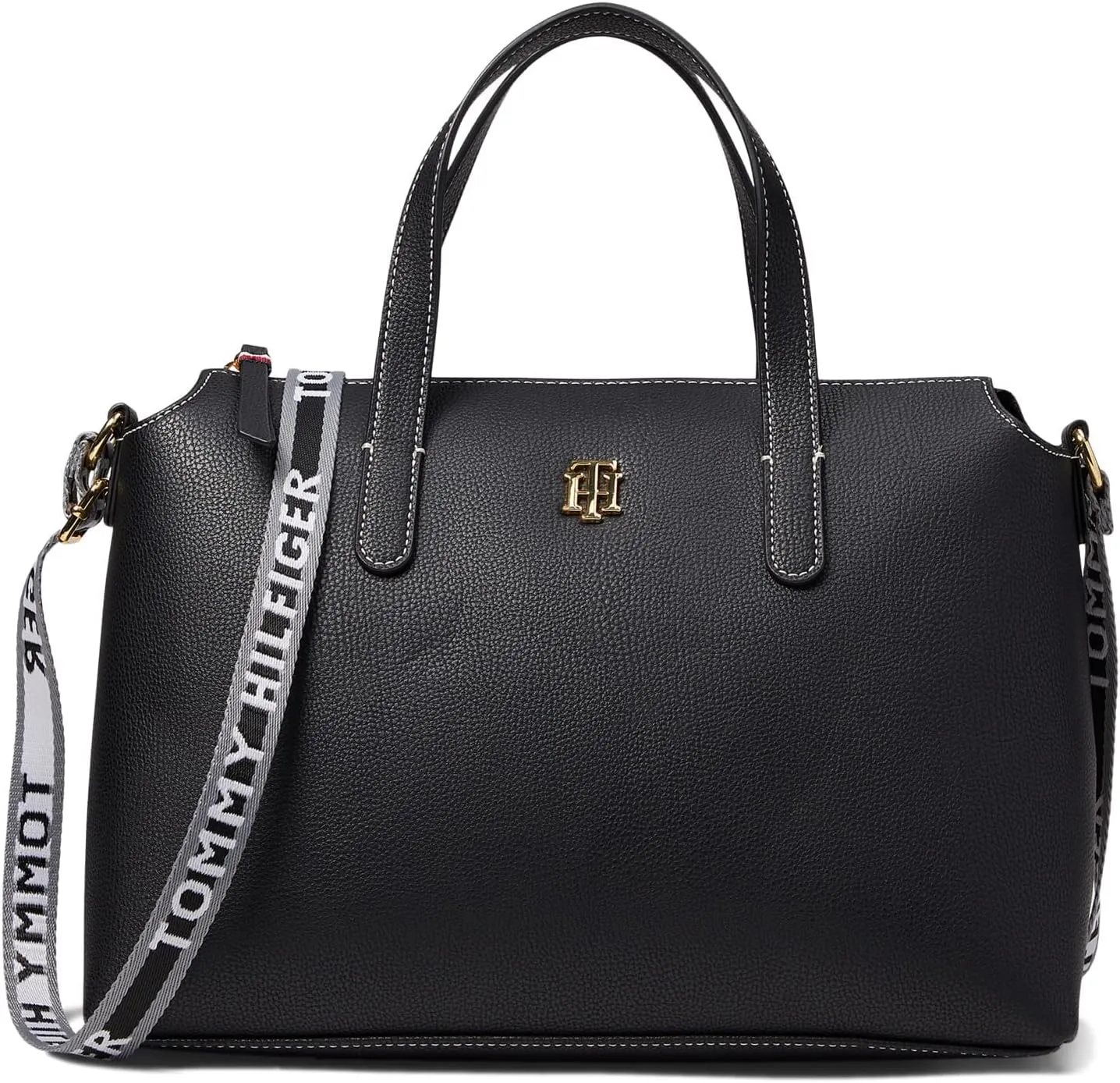 Tommy Hilfiger Women's Gina Ii Convertible Top Zip Satchel Pebble Pvc