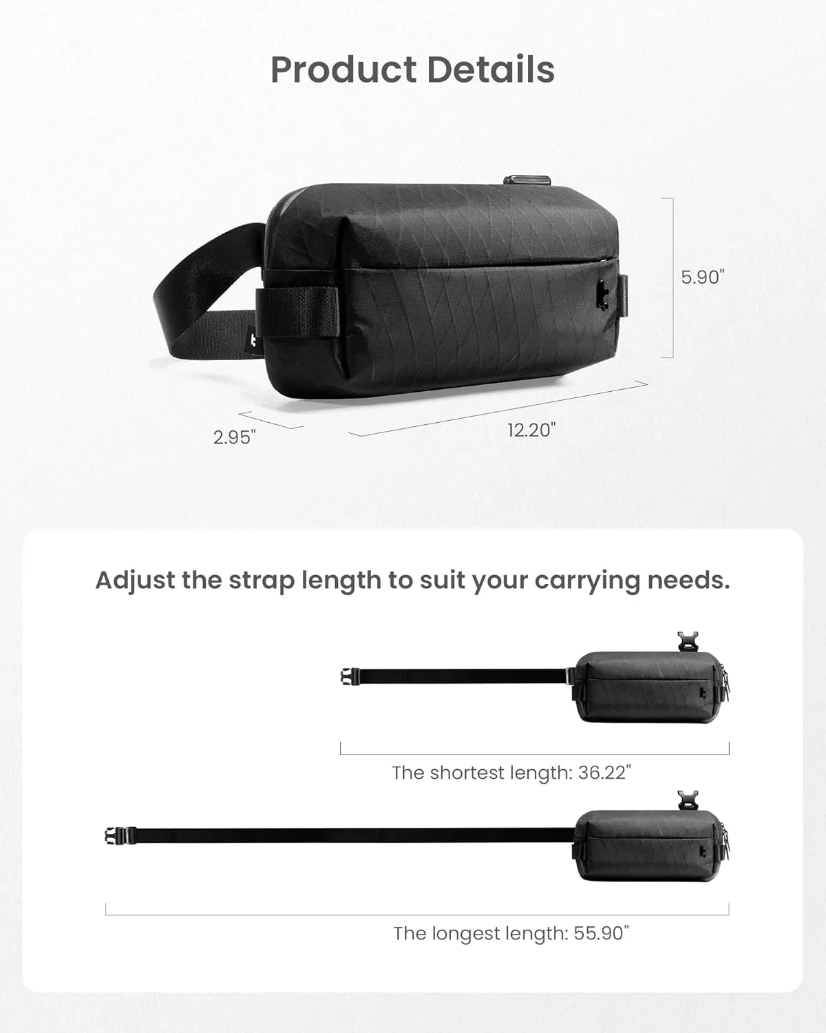 tomtoc Compact EDC Sling Bag, Chest Shoulder Crossbody Sling Daypack for Men Women, Water-resistant Lightweight Everyday Carry Casual Pack for Nintendo Switch 2, Tactical, Travel, Work, Gym, Sport