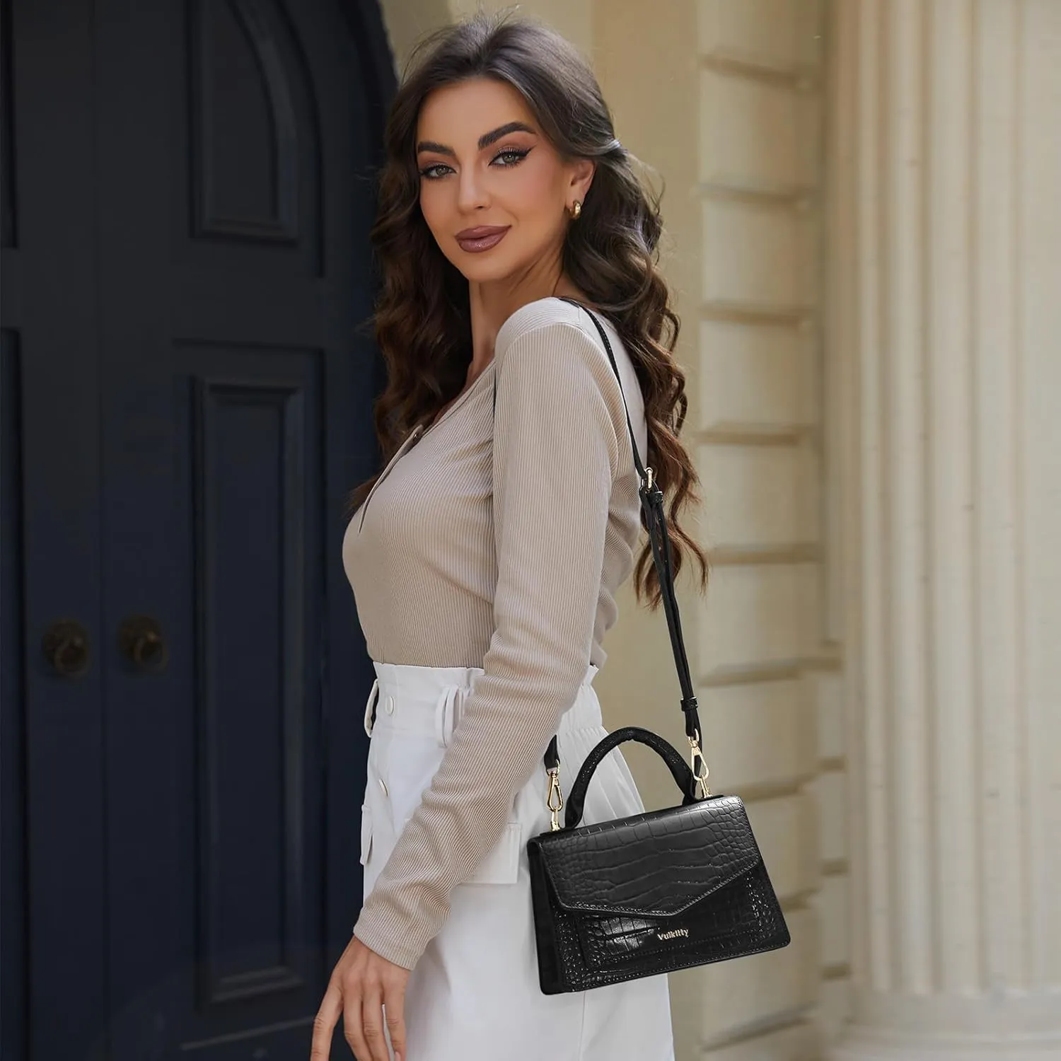 Top handle Satchel Purses Handbags for Women, Small Crossbody Bag with Convertible Strap, Trendy Shoulder Purse