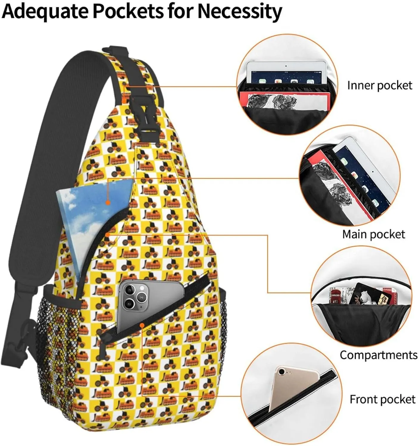 Topical Flowers Palm Leaves Crossbody Bag Adjustable Sling Bag Casual Chest Bags Travel Shoulder Backpack
