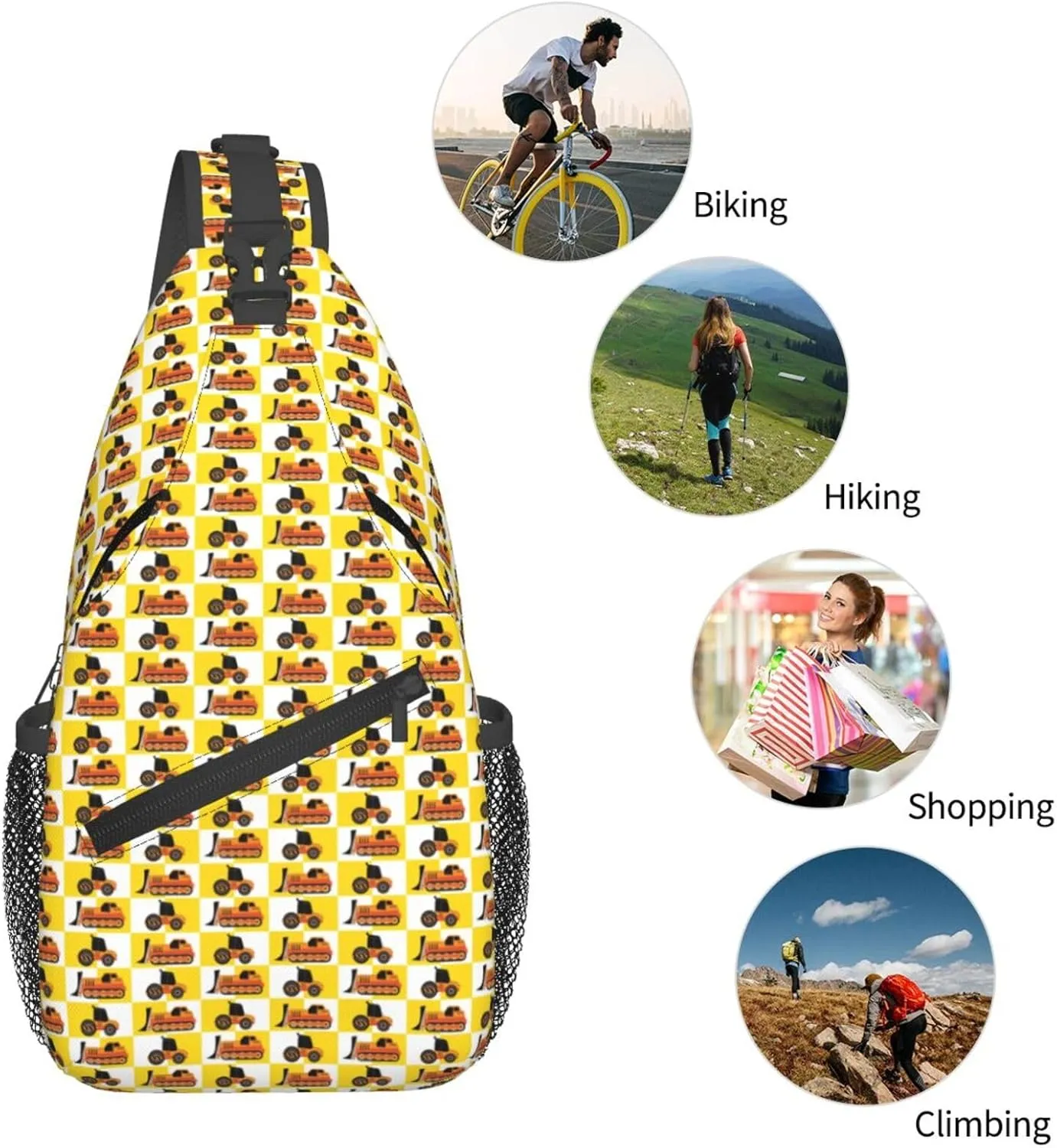 Topical Flowers Palm Leaves Crossbody Bag Adjustable Sling Bag Casual Chest Bags Travel Shoulder Backpack