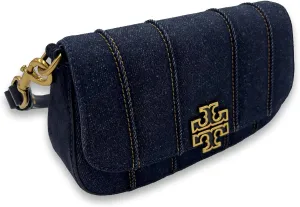 Tory Burch 149581 Britten Blue Denim With Gold Hardware Convertible Crossbody Bag