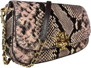 Tory Burch Britten Snake Embossed Convertible Crossbody Bag With Gold Tone Hardware (Shell Pink)