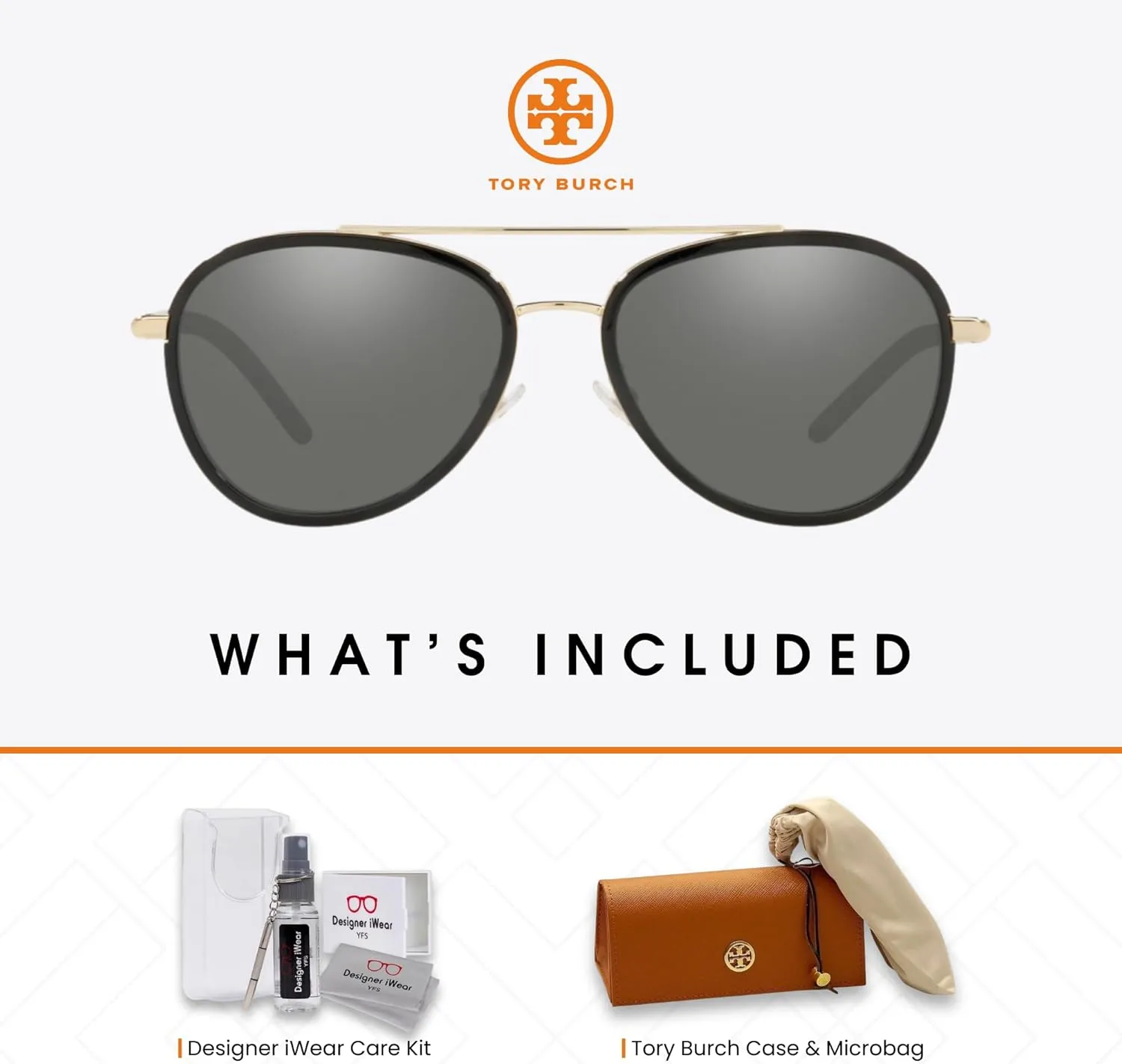 Tory Burch TY6089 Aviator Sunglasses for Women   BUNDLE With Designer iWear Eyewear Kit