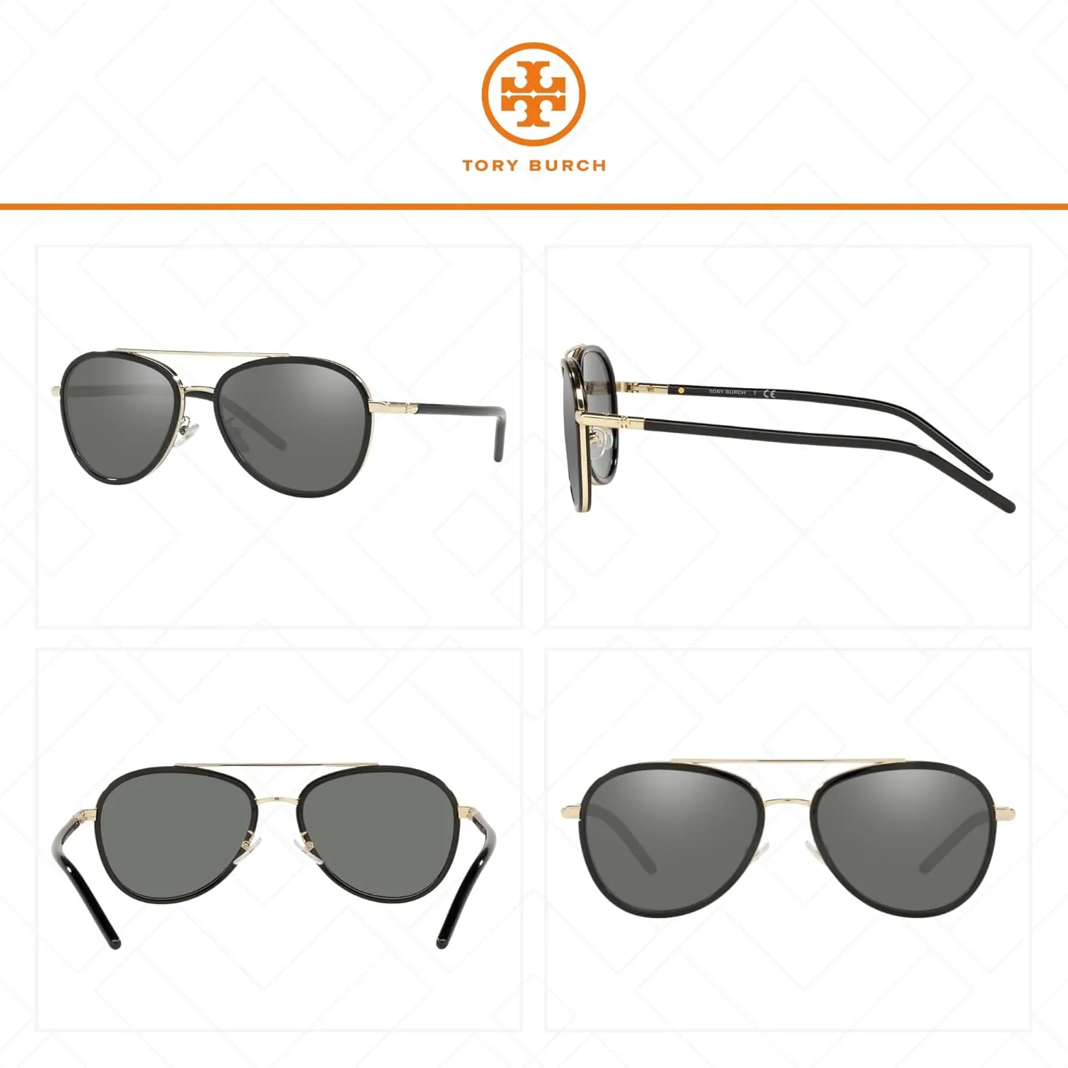 Tory Burch TY6089 Aviator Sunglasses for Women   BUNDLE With Designer iWear Eyewear Kit