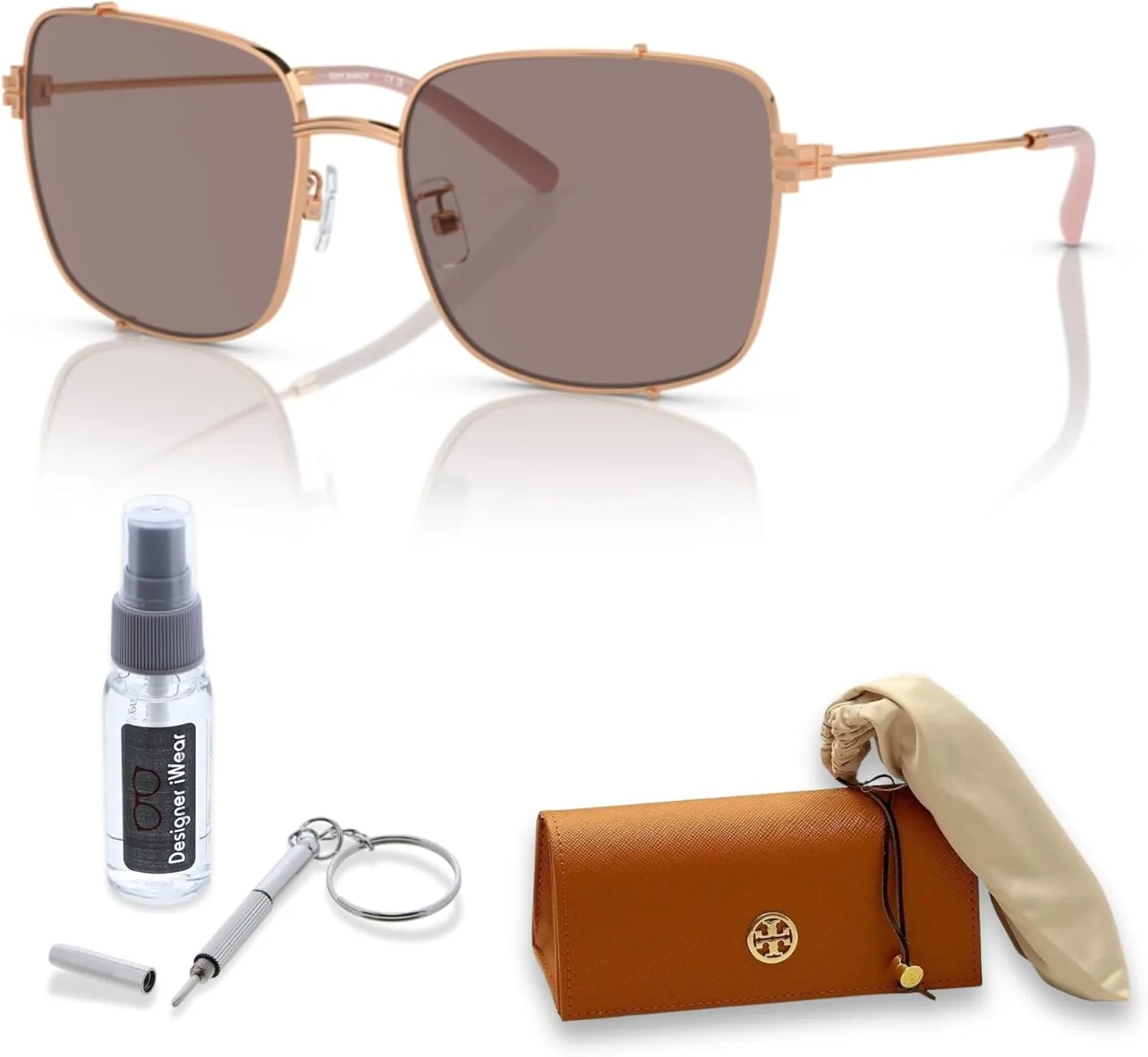 Tory Burch TY6104 Rectangular Sunglasses for Women   BUNDLE With Designer iWear Complimentary Eyewear Kit