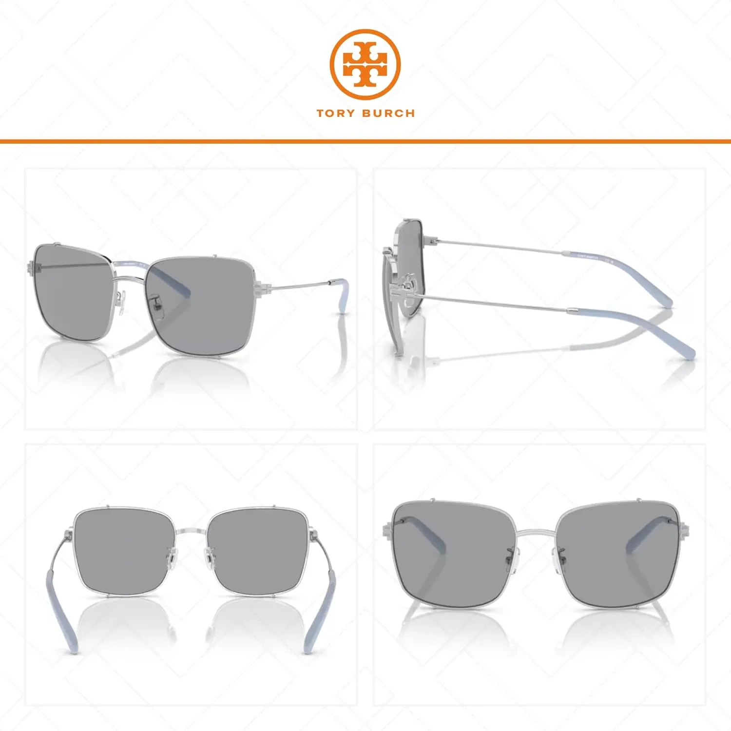 Tory Burch TY6104 Rectangular Sunglasses for Women   BUNDLE With Designer iWear Complimentary Eyewear Kit