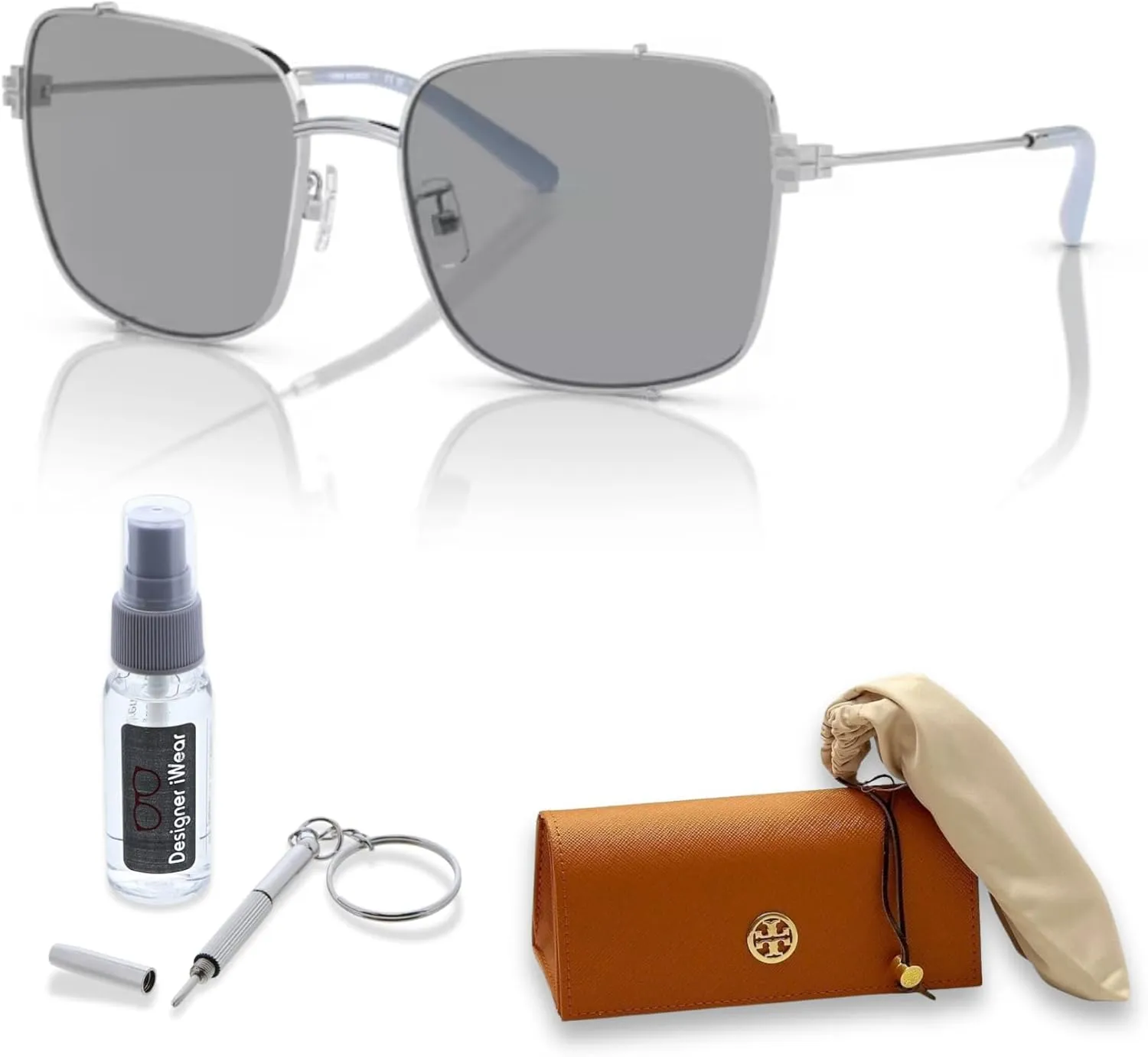 Tory Burch TY6104 Rectangular Sunglasses for Women   BUNDLE With Designer iWear Complimentary Eyewear Kit
