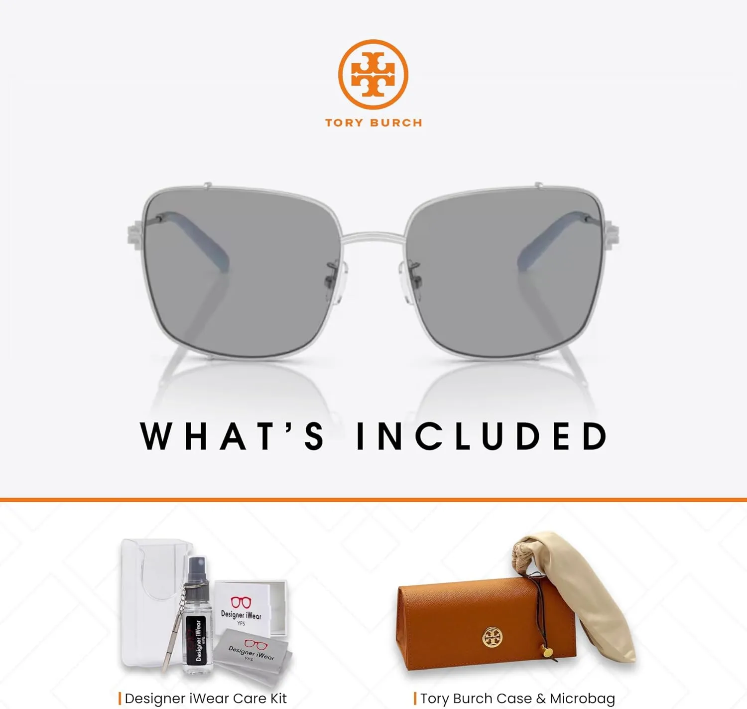 Tory Burch TY6104 Rectangular Sunglasses for Women   BUNDLE With Designer iWear Complimentary Eyewear Kit