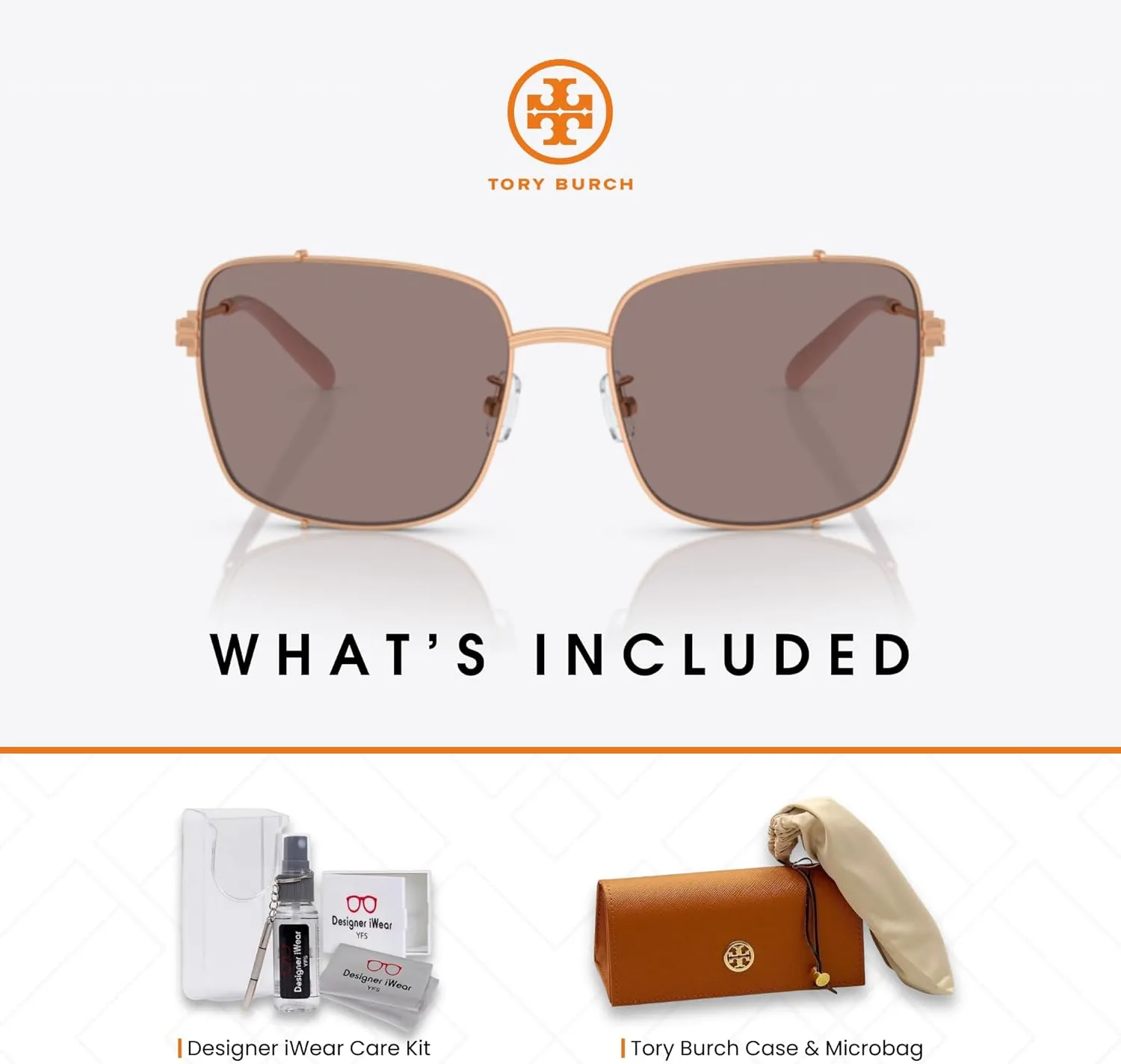 Tory Burch TY6104 Rectangular Sunglasses for Women   BUNDLE With Designer iWear Complimentary Eyewear Kit