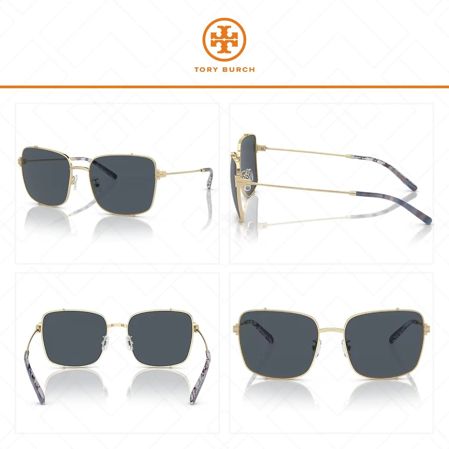 Tory Burch TY6104 Rectangular Sunglasses for Women   BUNDLE With Designer iWear Complimentary Eyewear Kit
