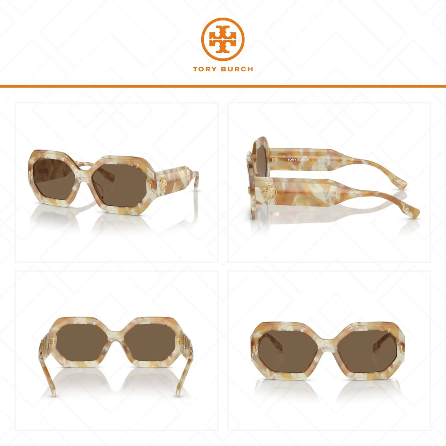 Tory Burch TY7192U Hexagonal Sunglasses for Women   BUNDLE With Designer iWear Complimentary Eyewear Kit