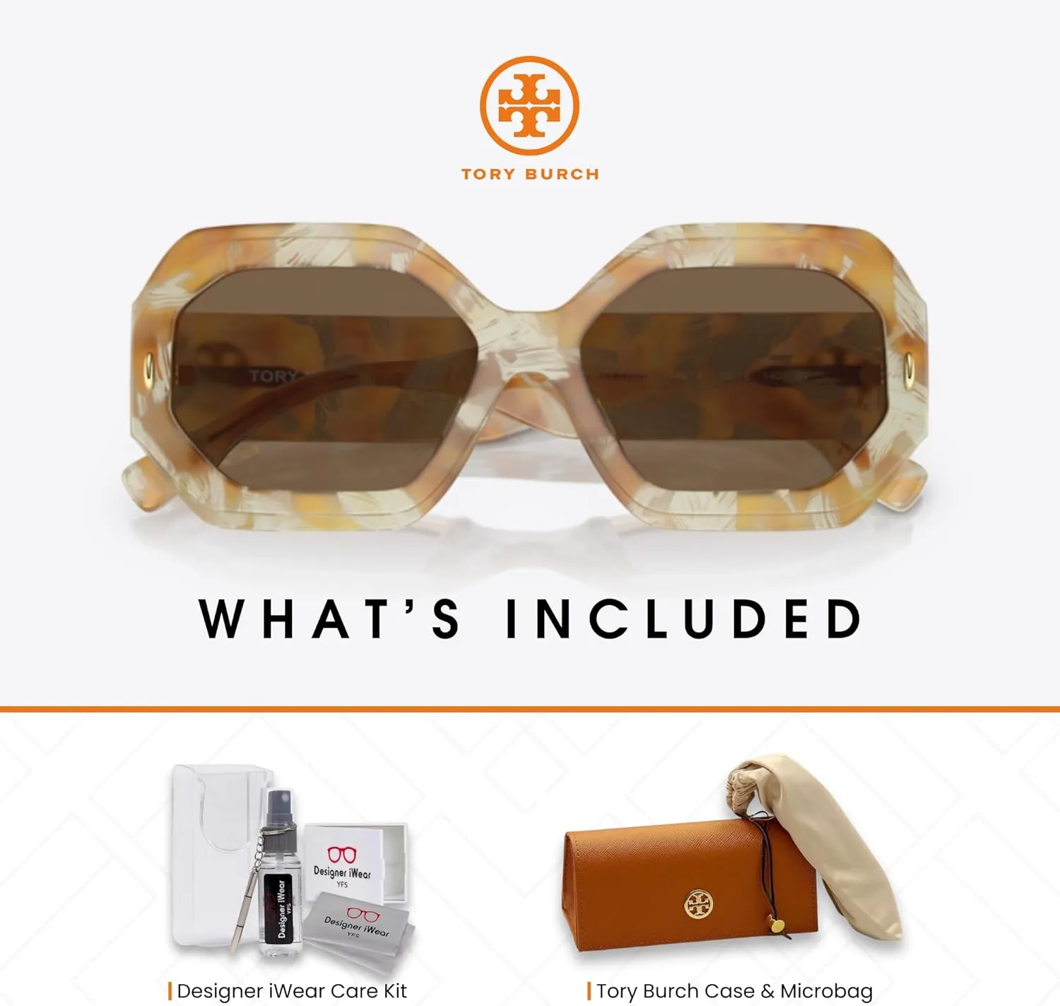 Tory Burch TY7192U Hexagonal Sunglasses for Women   BUNDLE With Designer iWear Complimentary Eyewear Kit