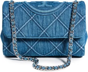 Tory Burch Women's Fleming Soft Denim Small Convertible Shoulder Bag