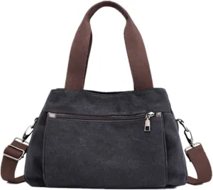 Tote Bag for Women, Canvas Crossbody Bags for Women, Multi Compartment Handbags Purse Medium Satchel