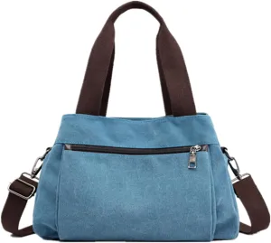 Tote Bag for Women, Canvas Crossbody Bags for Women, Multi Compartment Handbags Purse Medium Satchel